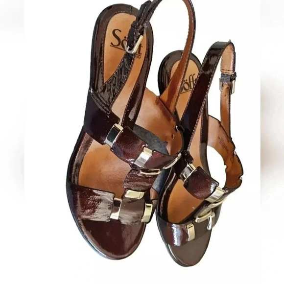 Sofft Open-Toe Wedge Sandal  Brown Sz 10 Narrow READ - Picture 3 of 6